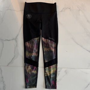 Craft Black Leggings with Multicolor Reflective Panels
